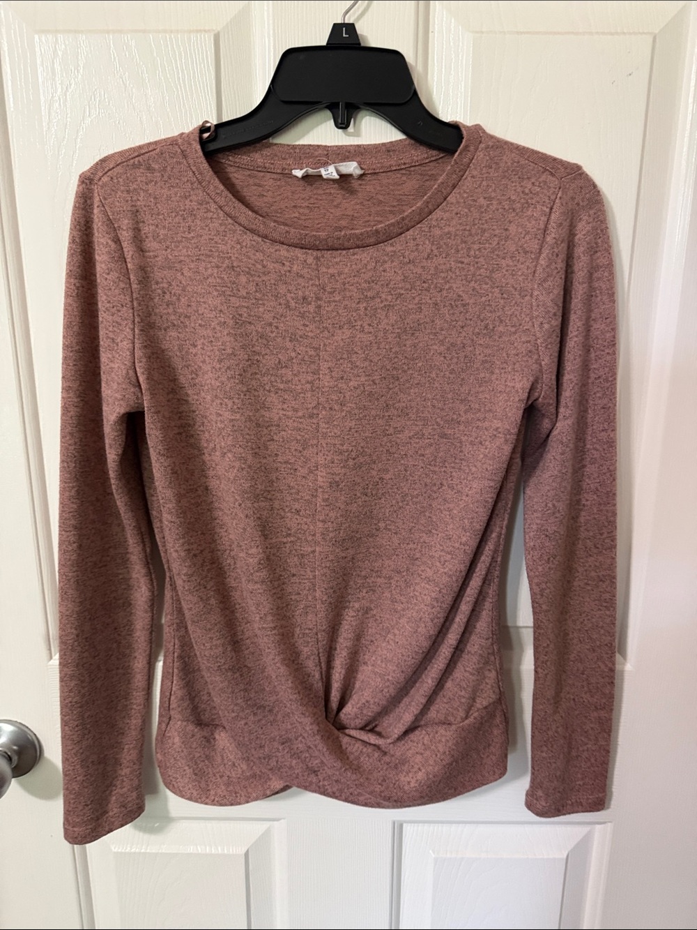 Workshop Republic Clothing Twist-Hem Long Sleeve Top - Dusty Rose